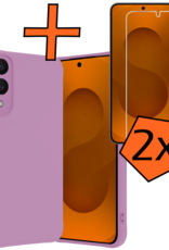 Nomfy Nomfy Samsung Galaxy S25 Edge Hoesje Siliconen Met 2x Screenprotector - Lila