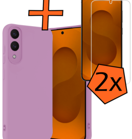 Nomfy Nomfy Samsung Galaxy S25 Edge Hoesje Siliconen Met 2x Screenprotector - Lila