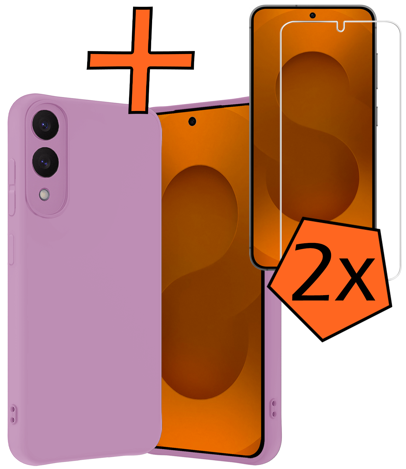 Nomfy Nomfy Samsung Galaxy S25 Edge Hoesje Siliconen Met 2x Screenprotector - Lila