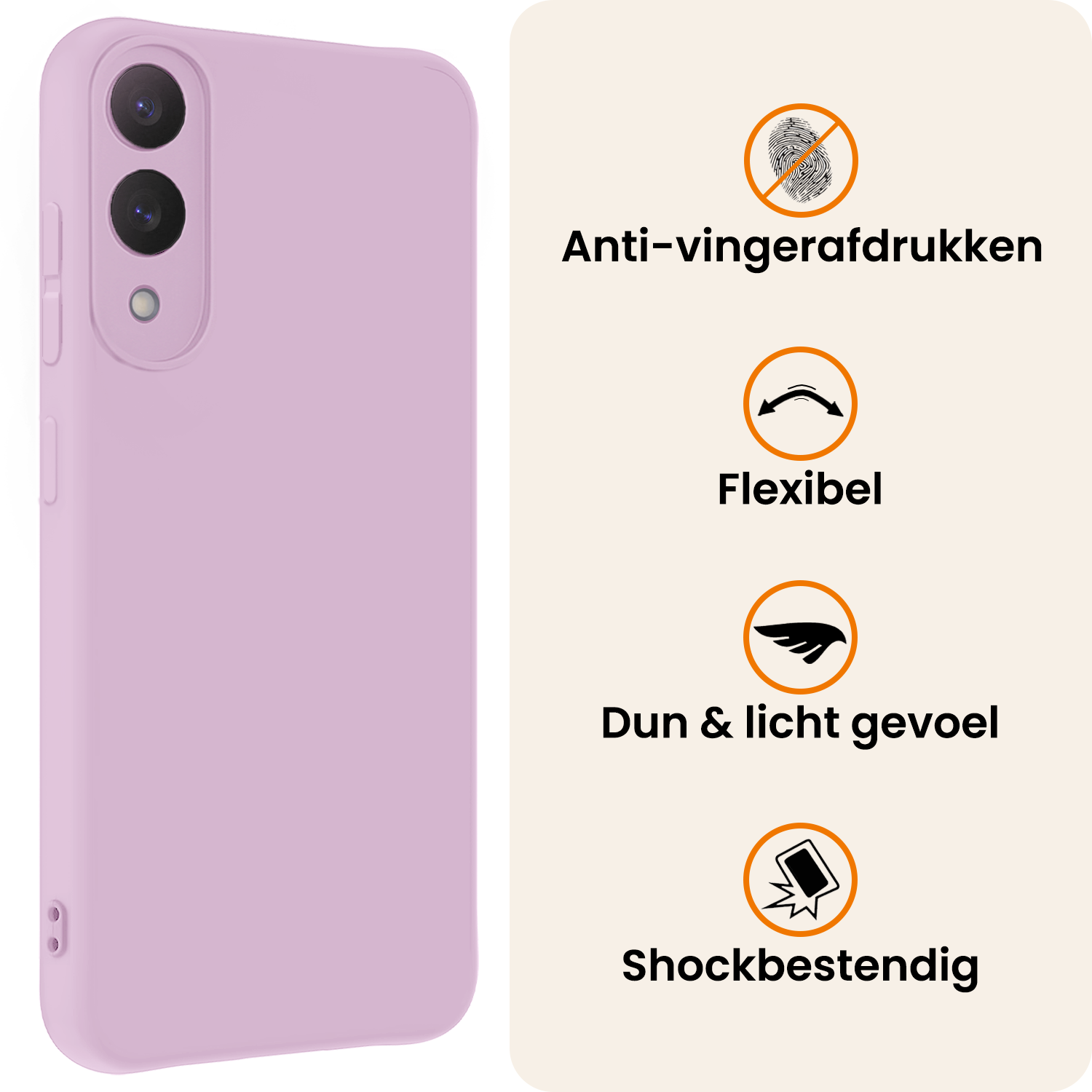 Nomfy Nomfy Samsung Galaxy S25 Edge Hoesje Siliconen Met 2x Screenprotector - Lila