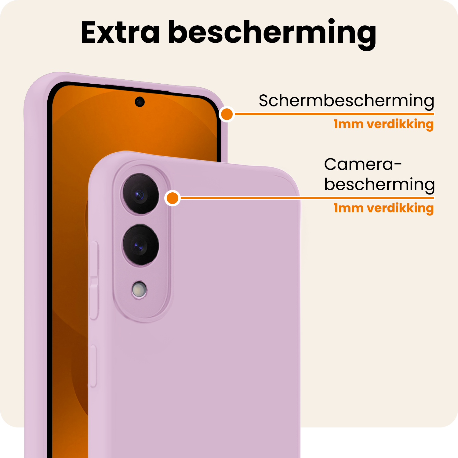 Nomfy Nomfy Samsung Galaxy S25 Edge Hoesje Siliconen Met 2x Screenprotector - Lila