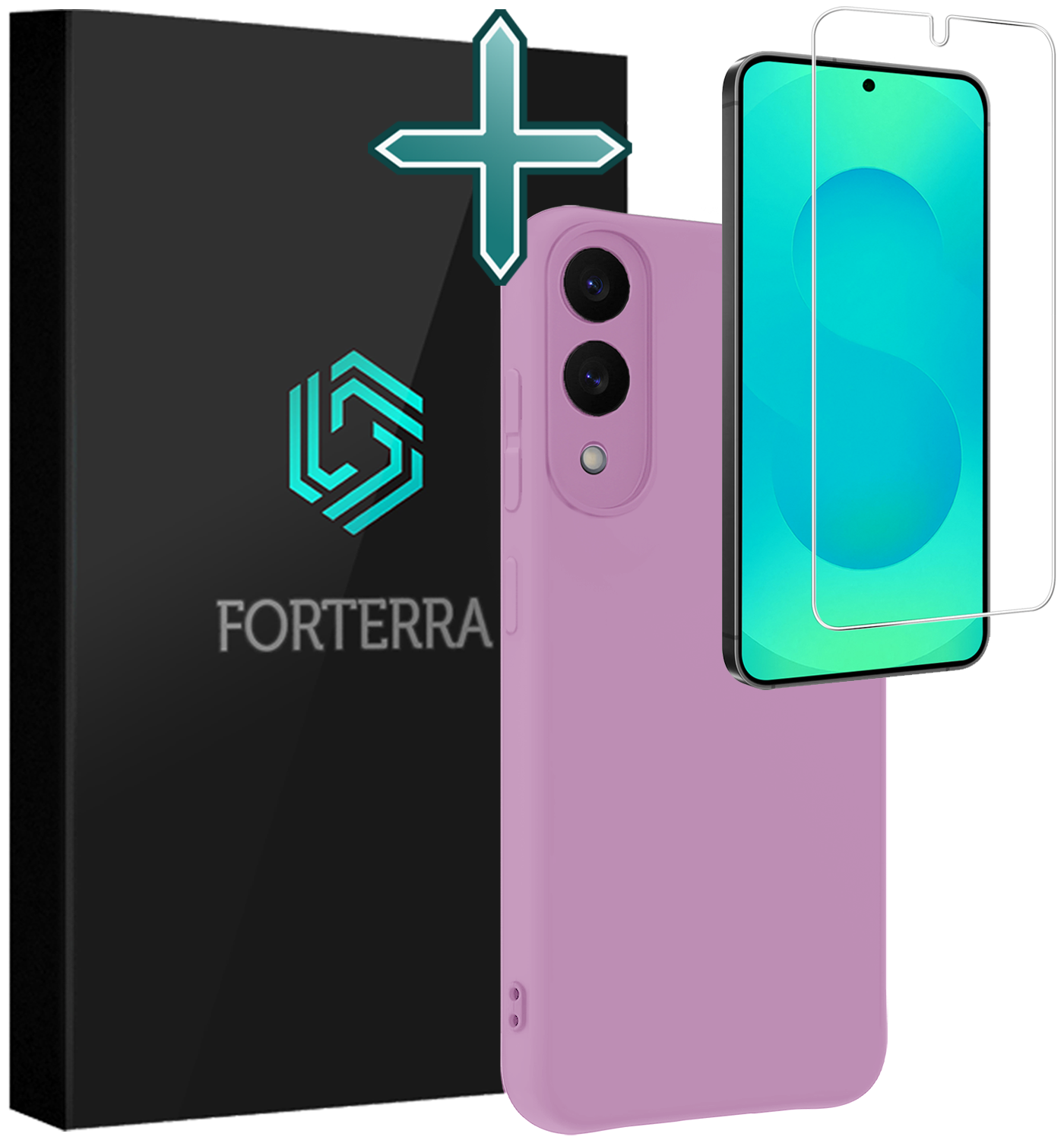 Forterra Forterra Samsung Galaxy S25 Edge Hoesje Siliconen Met Screenprotector - Lila