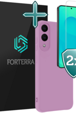 Forterra Forterra Samsung Galaxy S25 Edge Hoesje Siliconen Met 2x Screenprotector - Lila