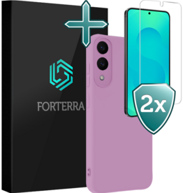 Forterra Forterra Samsung Galaxy S25 Edge Hoesje Siliconen Met 2x Screenprotector - Lila