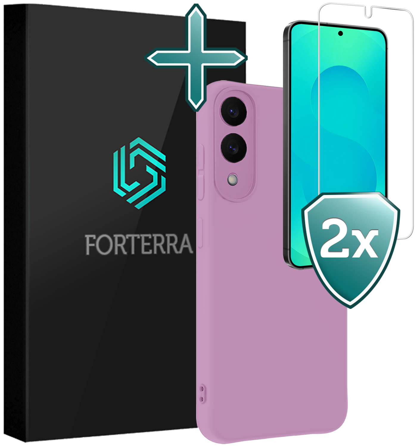 Forterra Forterra Samsung Galaxy S25 Edge Hoesje Siliconen Met 2x Screenprotector - Lila