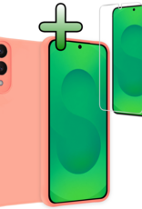 BASEY. BASEY. Samsung Galaxy S25 Edge Hoesje Siliconen Met Screenprotector - Lichtroze