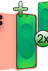 BASEY. BASEY. Samsung Galaxy S25 Edge Hoesje Siliconen Met 2x Screenprotector - Lichtroze