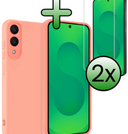 BASEY. BASEY. Samsung Galaxy S25 Edge Hoesje Siliconen Met 2x Screenprotector - Lichtroze