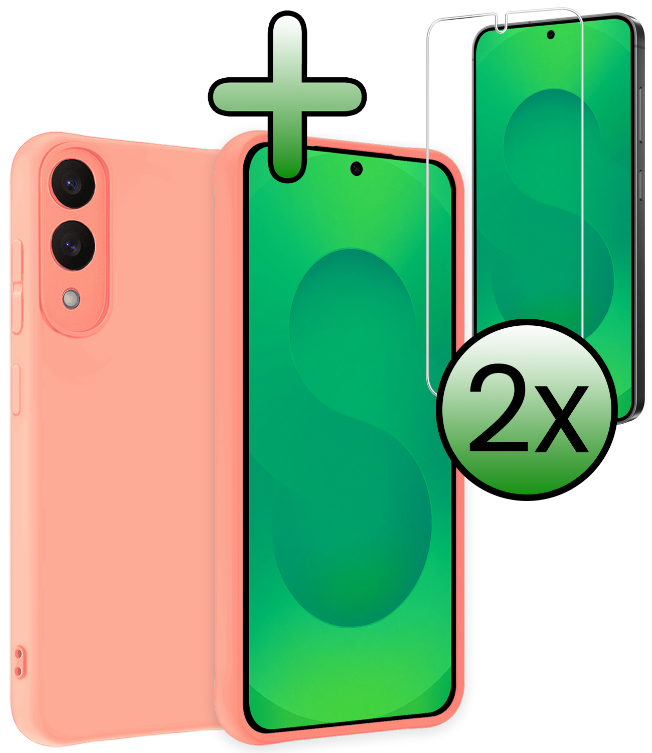 BASEY. BASEY. Samsung Galaxy S25 Edge Hoesje Siliconen Met 2x Screenprotector - Lichtroze