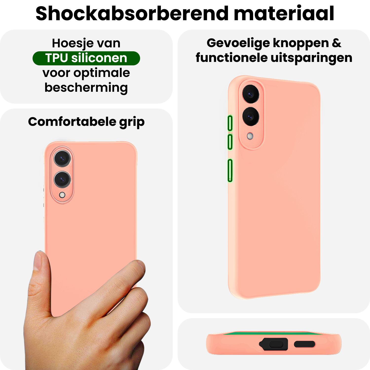 BASEY. BASEY. Samsung Galaxy S25 Edge Hoesje Siliconen Met 2x Screenprotector - Lichtroze