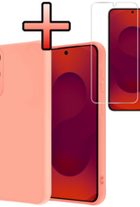 NoXx NoXx Samsung Galaxy S25 Edge Hoesje Siliconen Met Screenprotector - Lichtroze