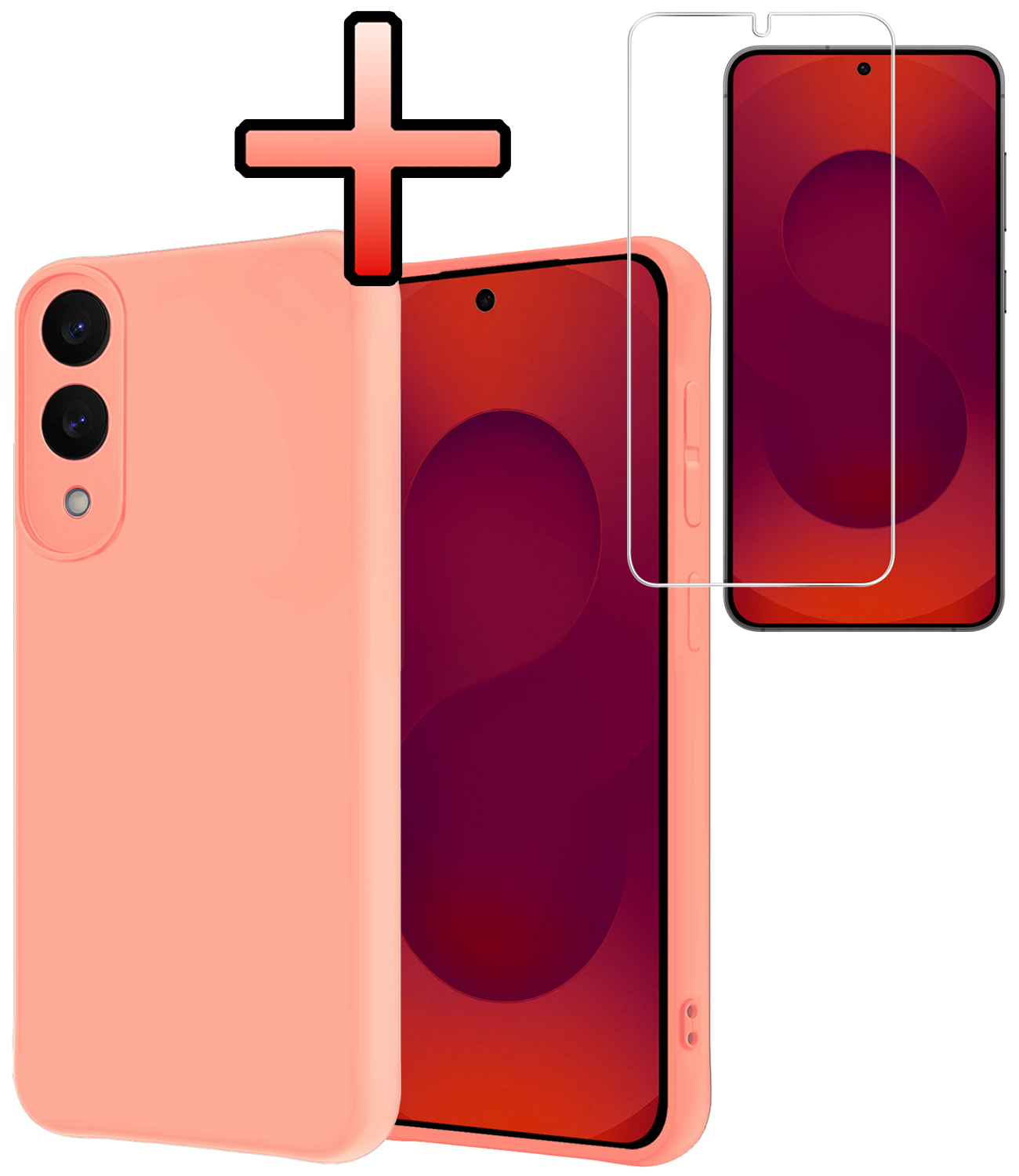 NoXx NoXx Samsung Galaxy S25 Edge Hoesje Siliconen Met Screenprotector - Lichtroze