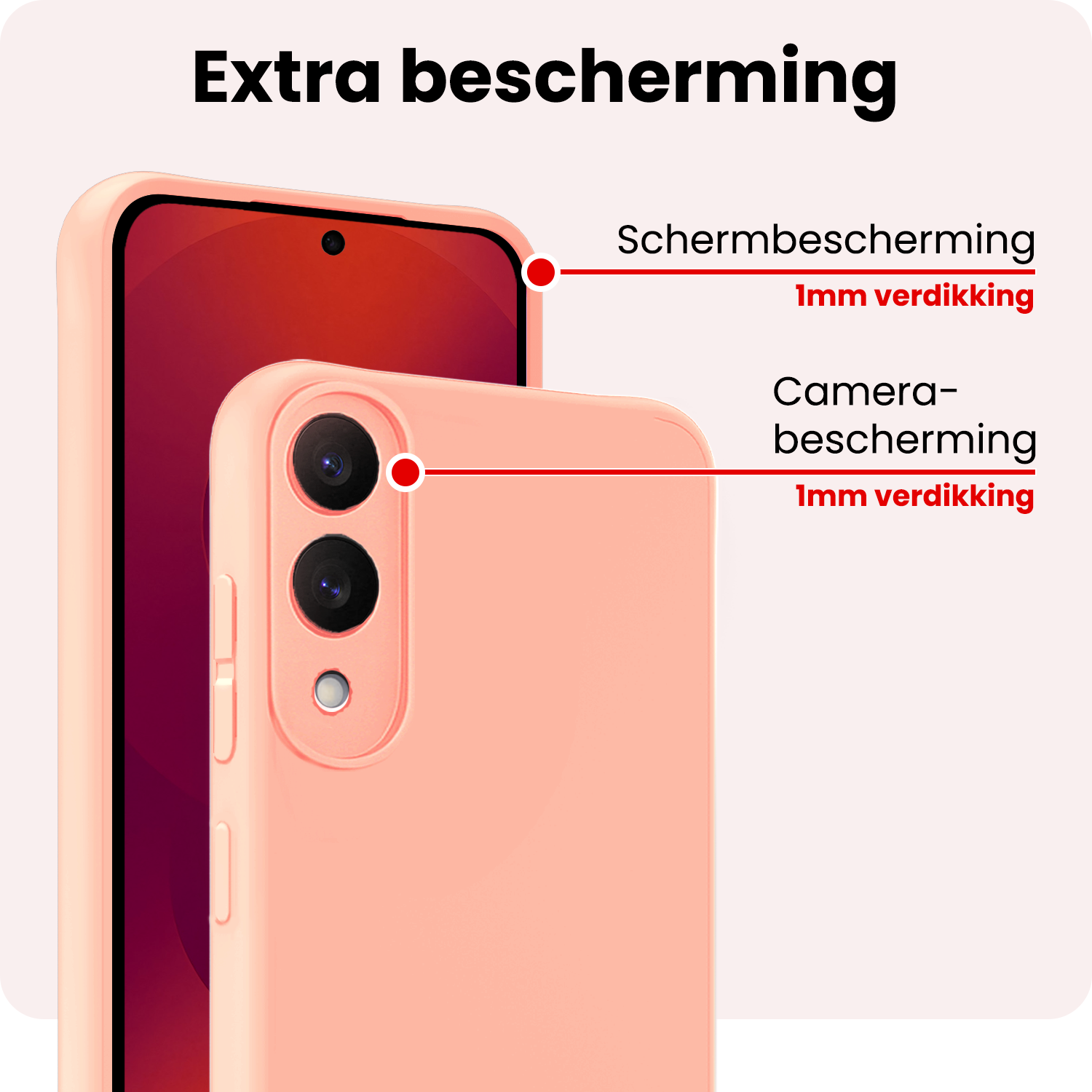 NoXx NoXx Samsung Galaxy S25 Edge Hoesje Siliconen Met 2x Screenprotector - Lichtroze