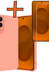 Nomfy Nomfy Samsung Galaxy S25 Edge Hoesje Siliconen Met Screenprotector - Lichtroze