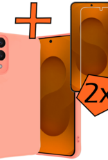 Nomfy Nomfy Samsung Galaxy S25 Edge Hoesje Siliconen Met 2x Screenprotector - Lichtroze