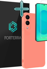 Forterra Forterra Samsung Galaxy S25 Edge Hoesje Siliconen Met Screenprotector - Lichtroze