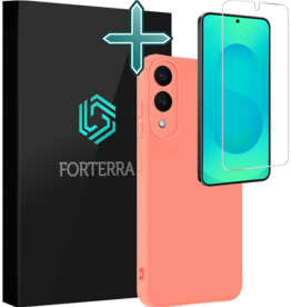 Forterra Forterra Samsung Galaxy S25 Edge Hoesje Siliconen Met Screenprotector - Lichtroze