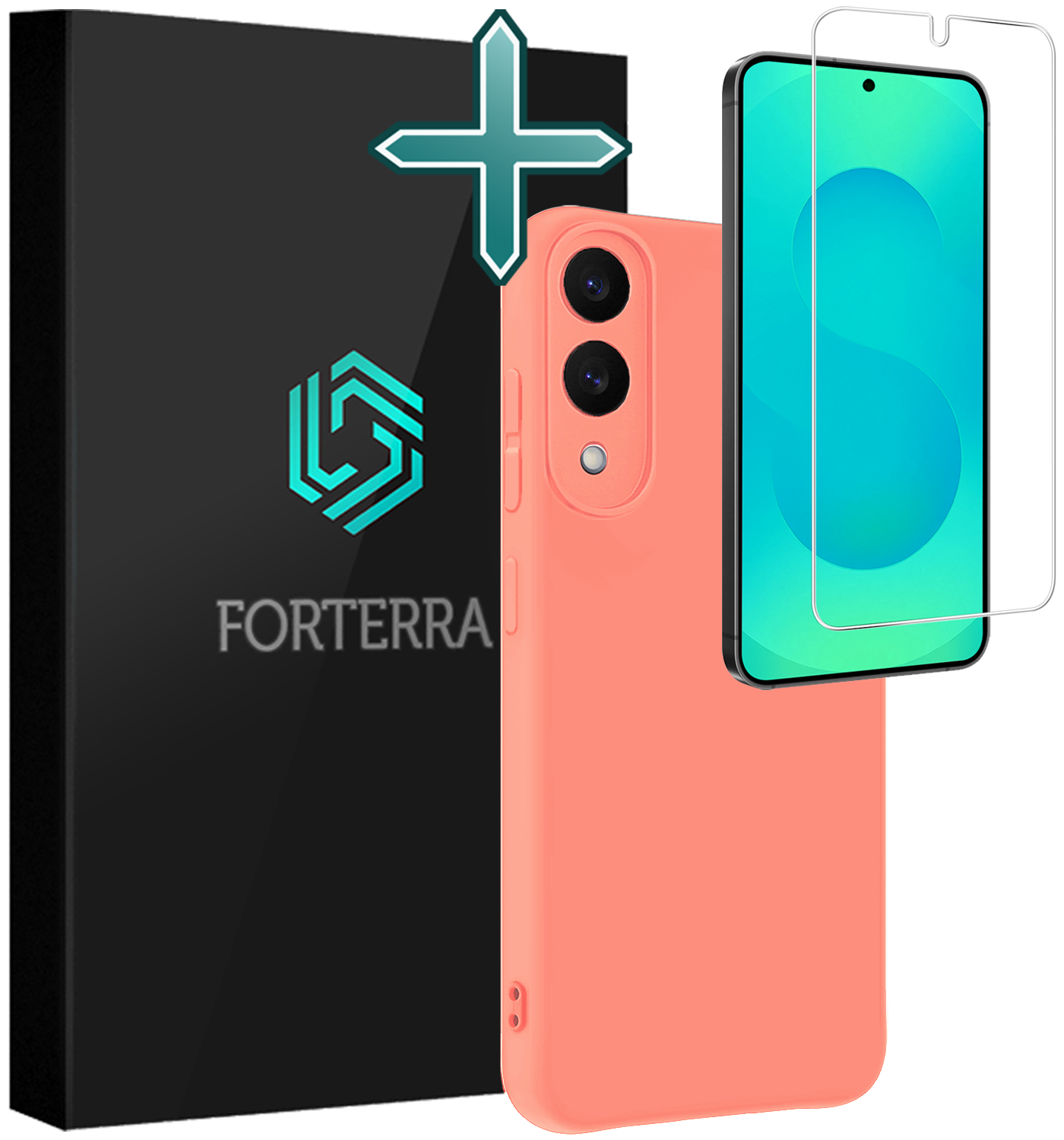 Forterra Forterra Samsung Galaxy S25 Edge Hoesje Siliconen Met Screenprotector - Lichtroze