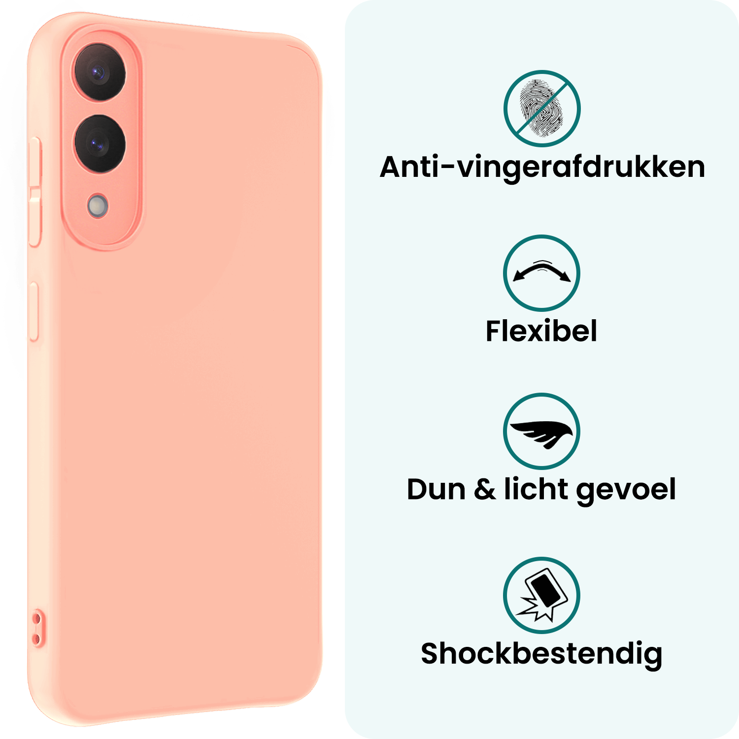 Forterra Forterra Samsung Galaxy S25 Edge Hoesje Siliconen Met Screenprotector - Lichtroze