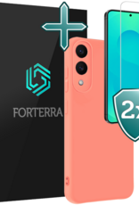 Forterra Forterra Samsung Galaxy S25 Edge Hoesje Siliconen Met 2x Screenprotector - Lichtroze