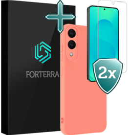 Forterra Forterra Samsung Galaxy S25 Edge Hoesje Siliconen Met 2x Screenprotector - Lichtroze