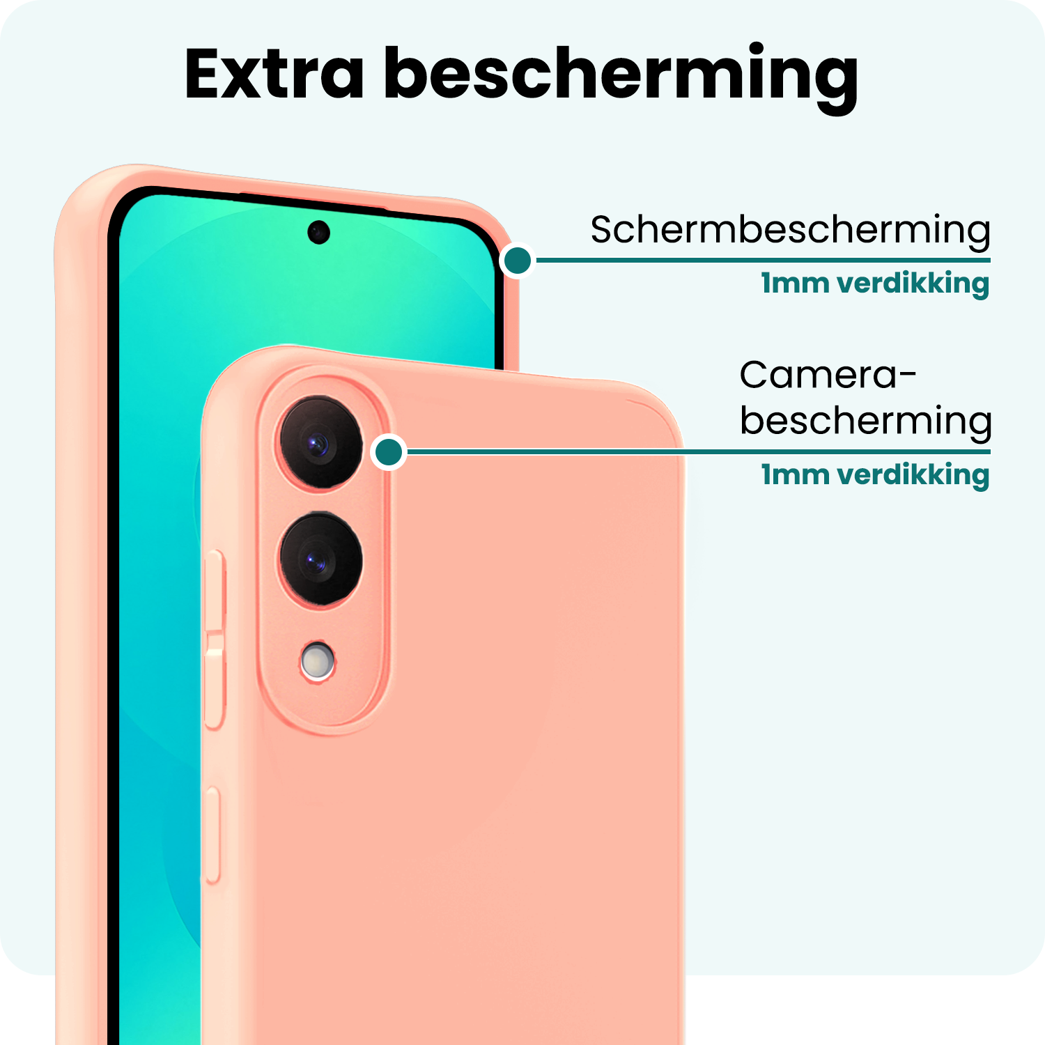 Forterra Forterra Samsung Galaxy S25 Edge Hoesje Siliconen Met 2x Screenprotector - Lichtroze