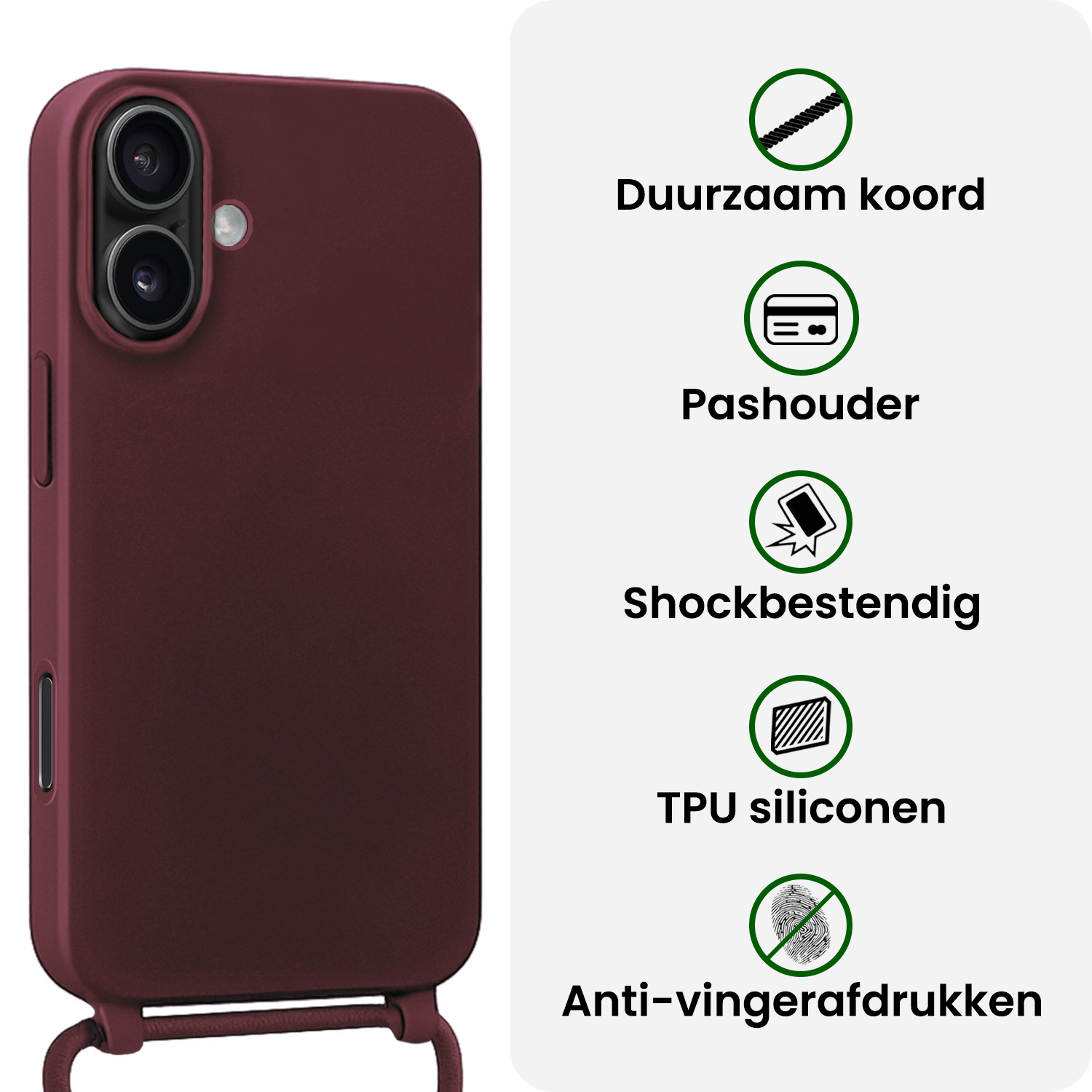 BASEY. BASEY. iPhone 17 Hoesje met Koord - Aubergine