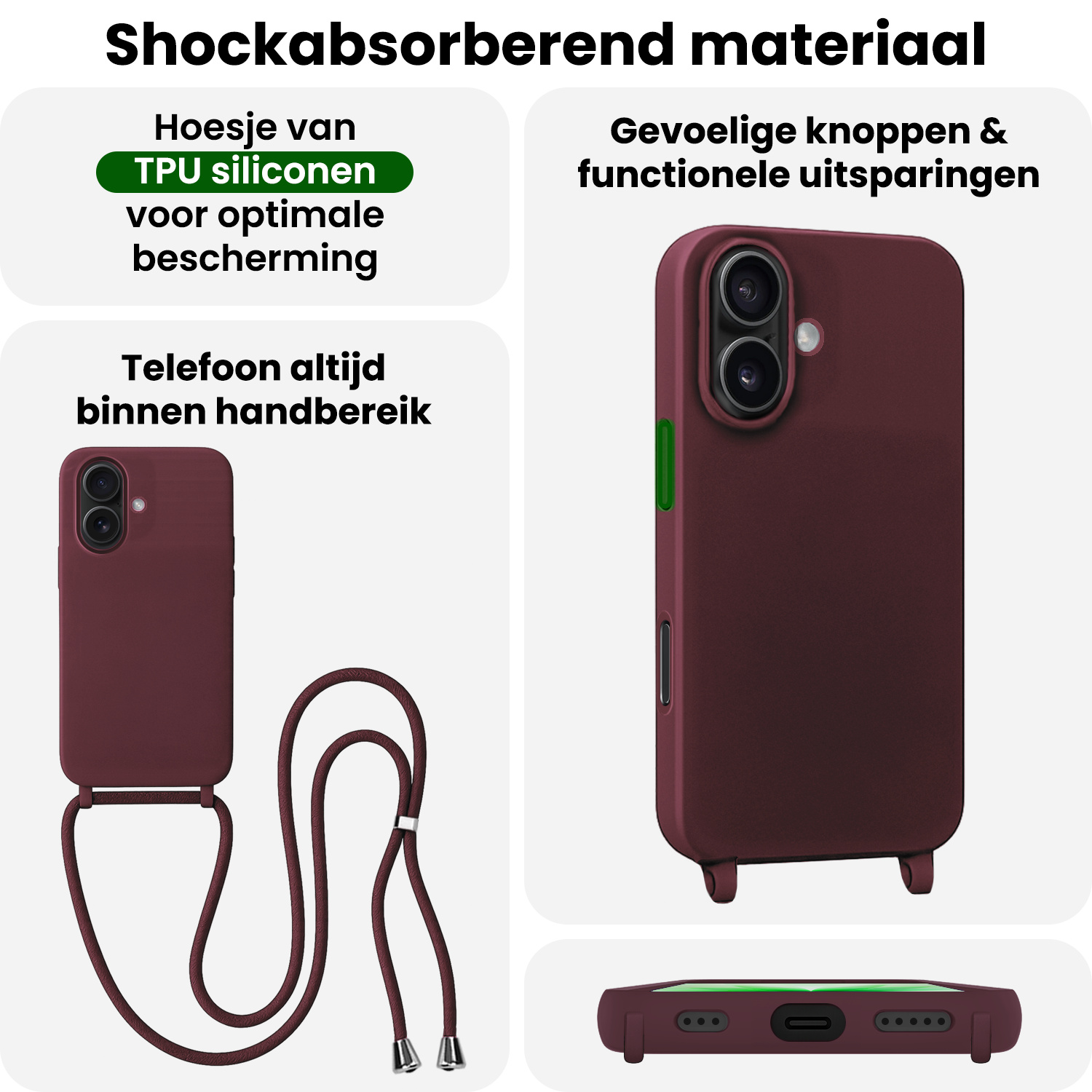 BASEY. BASEY. iPhone 17 Hoesje met Koord - Aubergine
