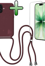 BASEY. BASEY. iPhone 17 Hoesje met Koord Met Screenprotector - Aubergine