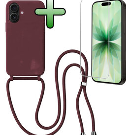 BASEY. BASEY. iPhone 17 Hoesje met Koord Met Screenprotector - Aubergine