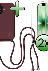 BASEY. BASEY. iPhone 17 Hoesje met Koord Met 2x Screenprotector - Aubergine