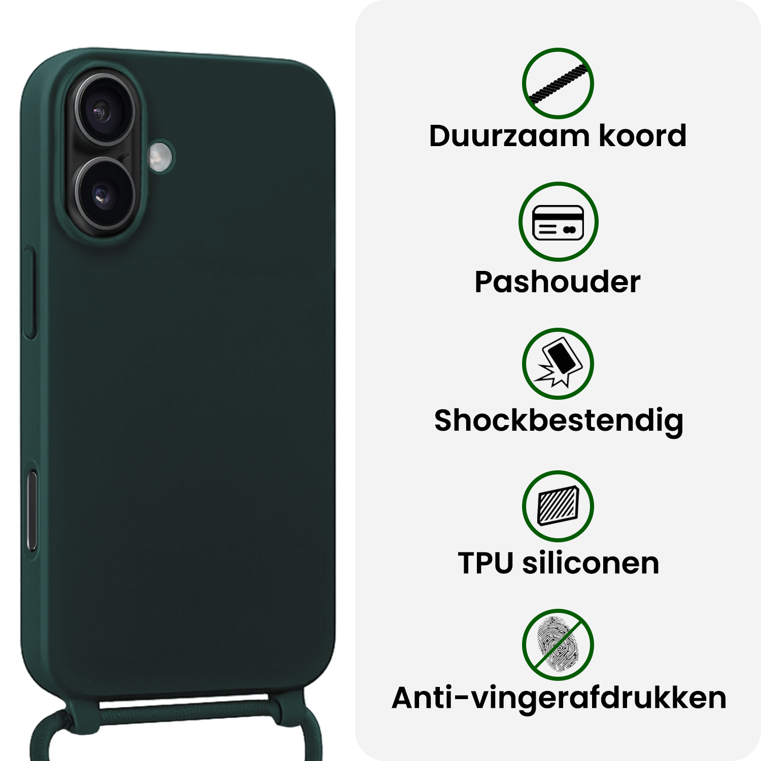 BASEY. BASEY. iPhone 17 Hoesje met Koord - Donkergroen