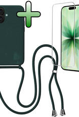 BASEY. BASEY. iPhone 17 Hoesje met Koord Met Screenprotector - Donkergroen