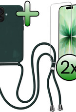 BASEY. BASEY. iPhone 17 Hoesje met Koord Met 2x Screenprotector - Donkergroen