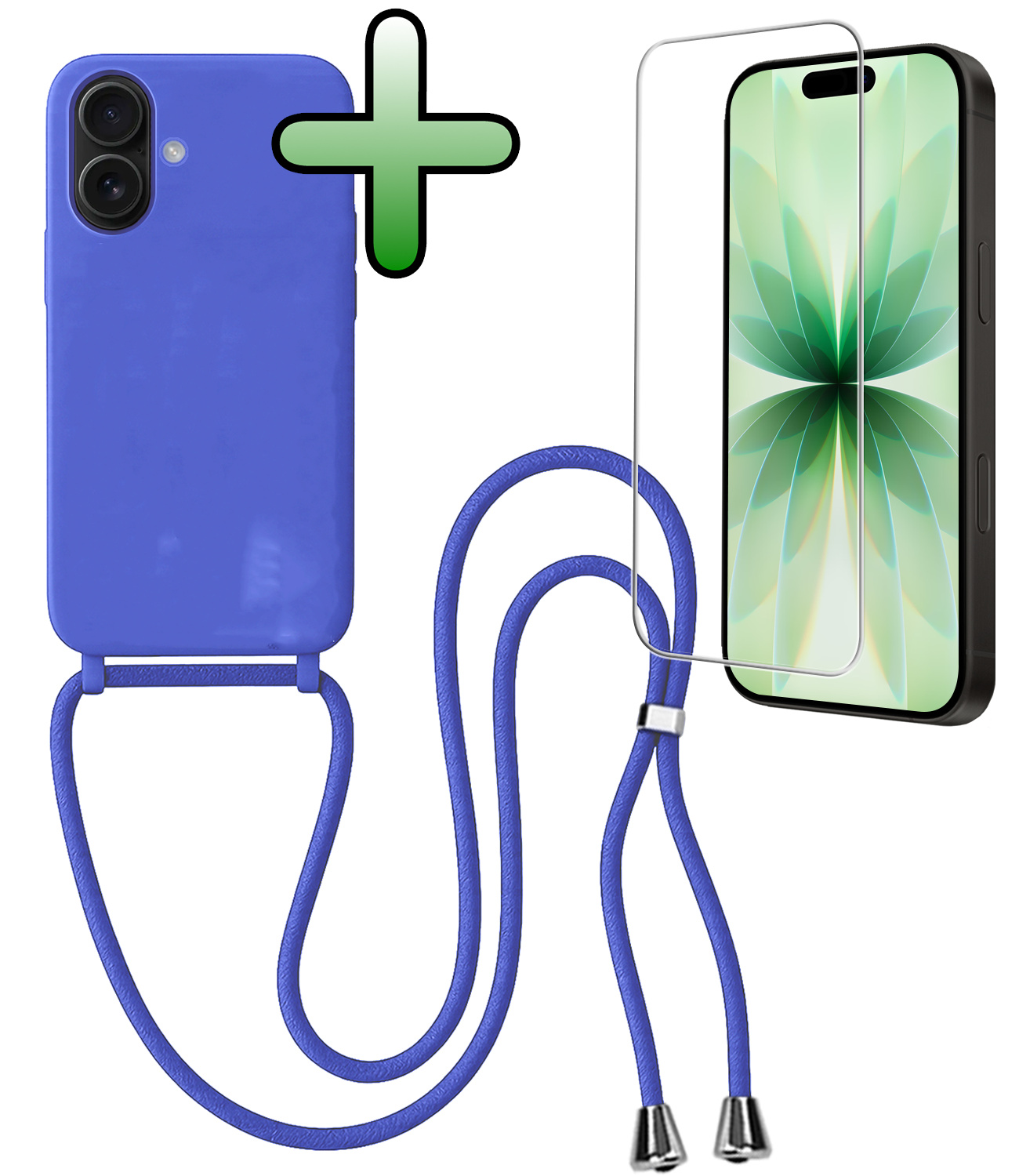 BASEY. BASEY. iPhone 17 Hoesje met Koord Met Screenprotector - Fel Blauw