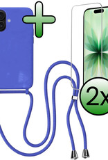 BASEY. BASEY. iPhone 17 Hoesje met Koord Met 2x Screenprotector - Fel Blauw