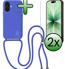 BASEY. BASEY. iPhone 17 Hoesje met Koord Met 2x Screenprotector - Fel Blauw