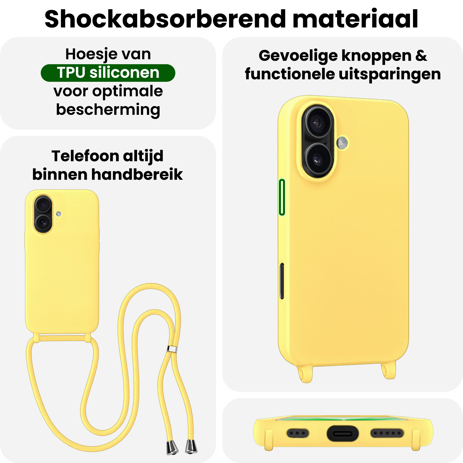 BASEY. BASEY. iPhone 17 Hoesje met Koord - Geel - 2 PACK
