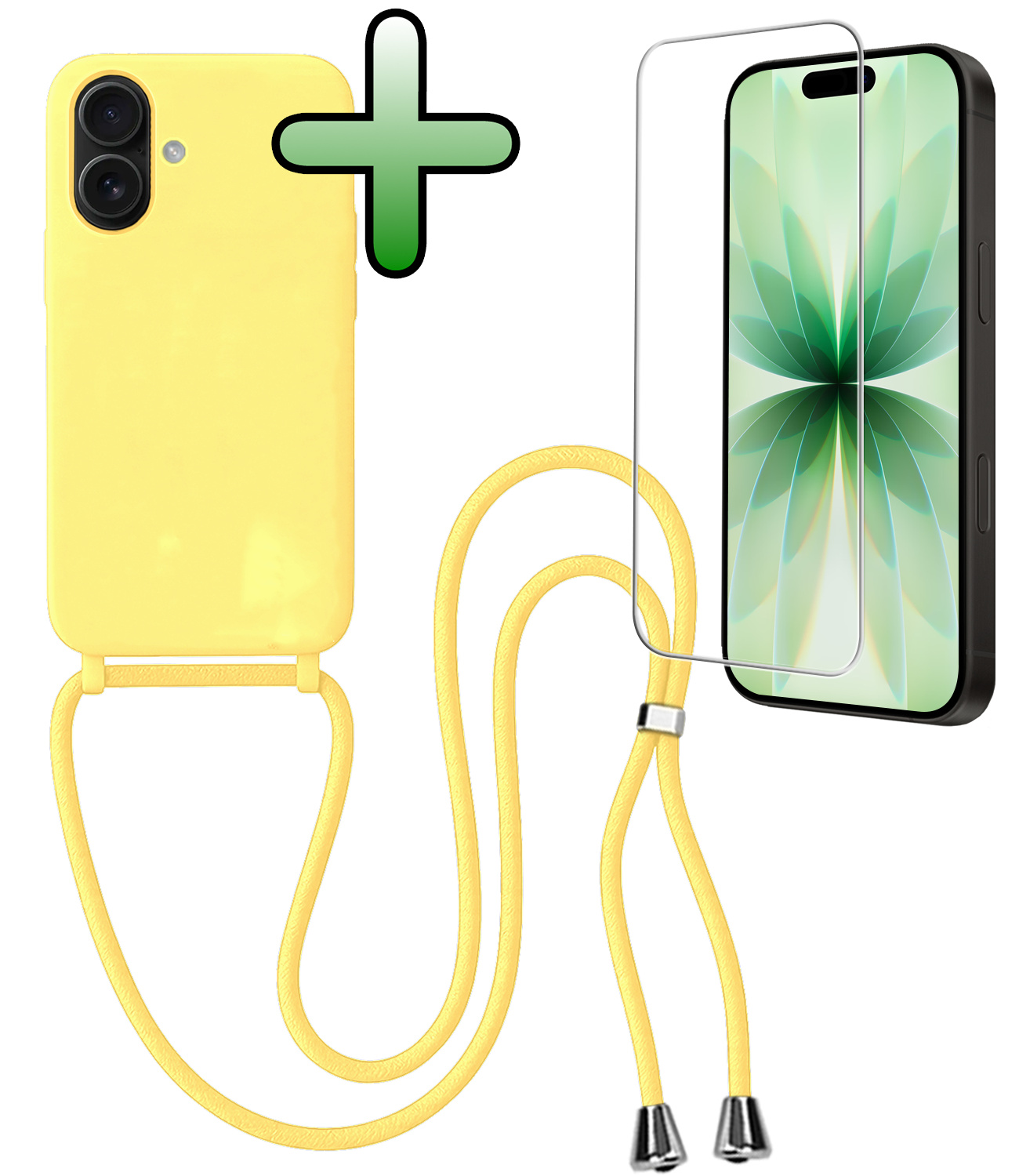 BASEY. BASEY. iPhone 17 Hoesje met Koord Met Screenprotector - Geel