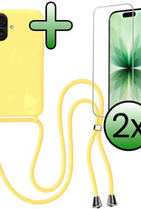 BASEY. BASEY. iPhone 17 Hoesje met Koord Met 2x Screenprotector - Geel