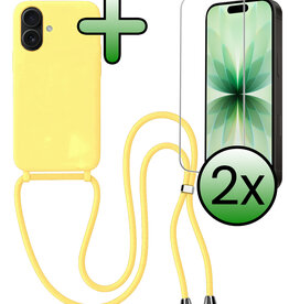 BASEY. BASEY. iPhone 17 Hoesje met Koord Met 2x Screenprotector - Geel