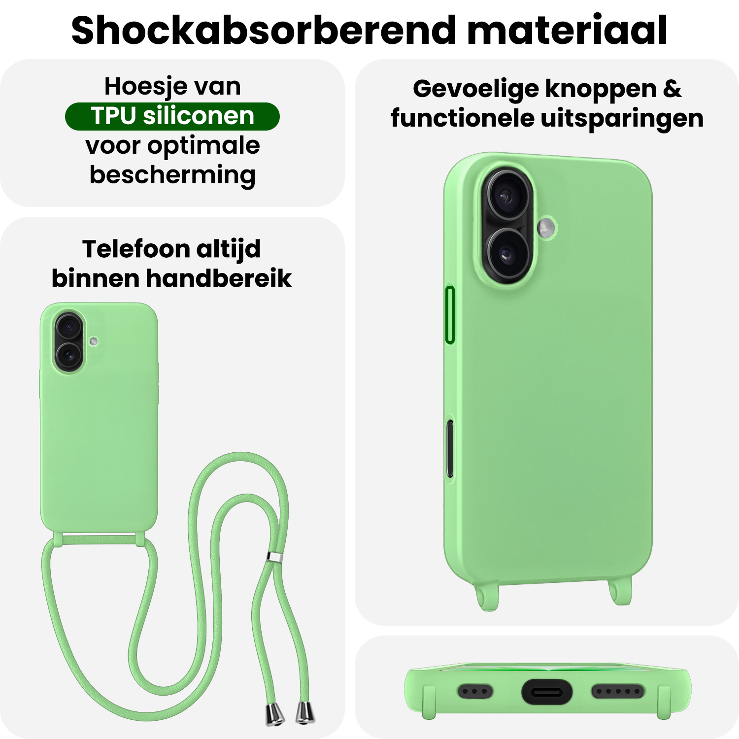 BASEY. BASEY. iPhone 17 Hoesje met Koord - Groen