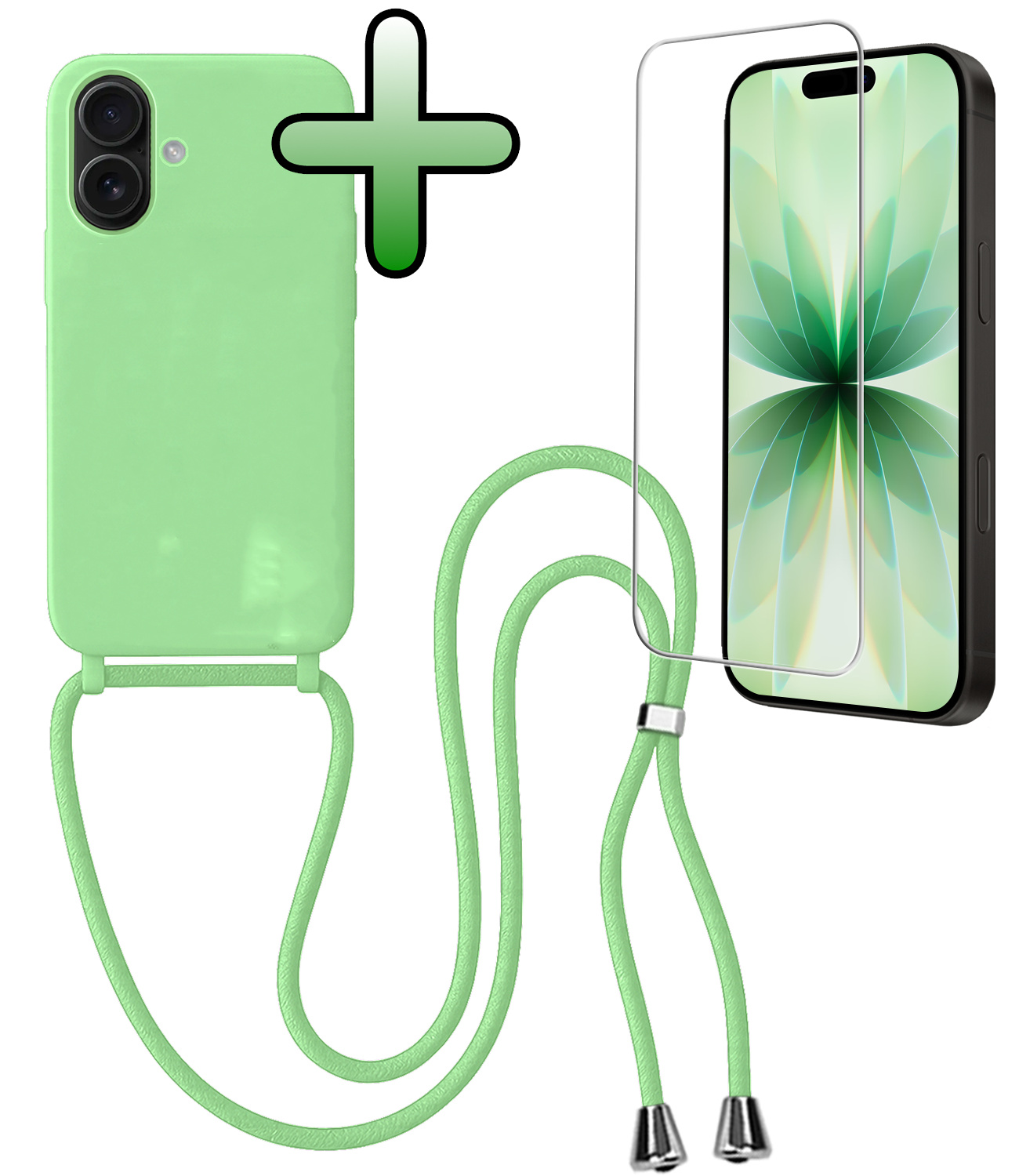 BASEY. BASEY. iPhone 17 Hoesje met Koord Met Screenprotector - Groen