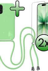 BASEY. BASEY. iPhone 17 Hoesje met Koord Met 2x Screenprotector - Groen