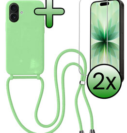 BASEY. BASEY. iPhone 17 Hoesje met Koord Met 2x Screenprotector - Groen
