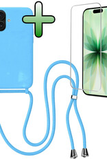 BASEY. BASEY. iPhone 17 Hoesje met Koord Met Screenprotector - Lichtblauw