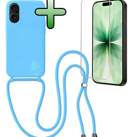 BASEY. BASEY. iPhone 17 Hoesje met Koord Met Screenprotector - Lichtblauw