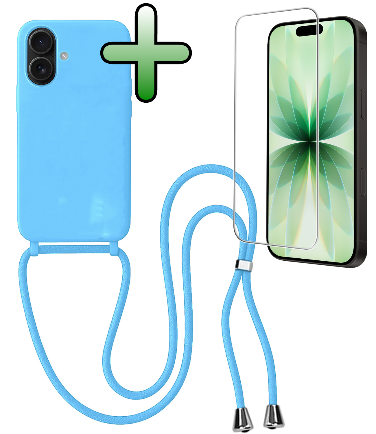 BASEY. BASEY. iPhone 17 Hoesje met Koord Met Screenprotector - Lichtblauw