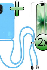 BASEY. BASEY. iPhone 17 Hoesje met Koord Met 2x Screenprotector - Lichtblauw