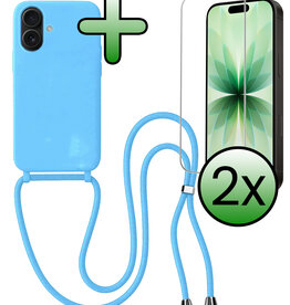 BASEY. BASEY. iPhone 17 Hoesje met Koord Met 2x Screenprotector - Lichtblauw